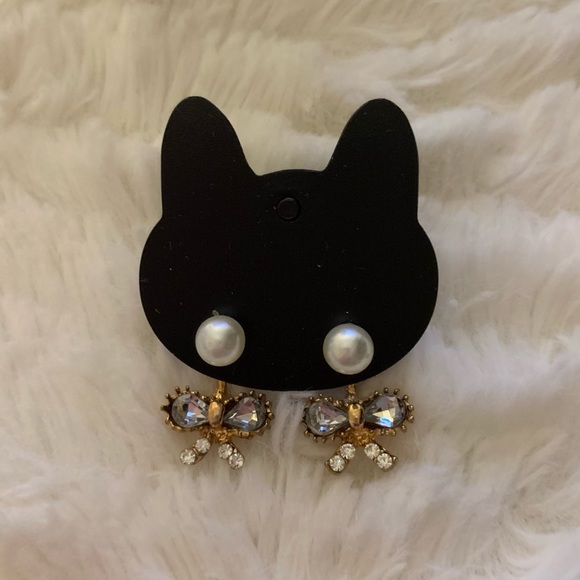 3 for 10 EARRINGS - gold bow pearl - Picture 3 of 4